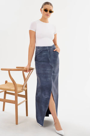 LaMarque Amriette Leather Maxi Skirt | Dark Indigo