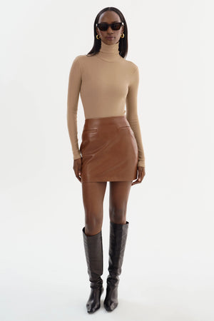 LaMarque Rowan Leather Mini Skirt | Luggage