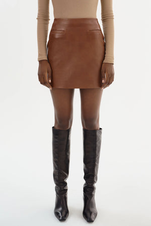 LaMarque Rowan Leather Mini Skirt | Luggage