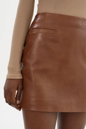 LaMarque Rowan Leather Mini Skirt | Luggage