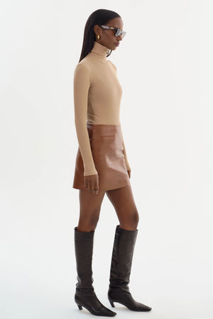 LaMarque Rowan Leather Mini Skirt | Luggage