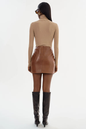 LaMarque Rowan Leather Mini Skirt | Luggage