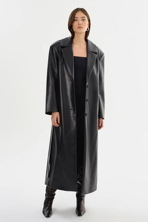 LaMarque Sarita Recycled Leather Maxi Coat | Black