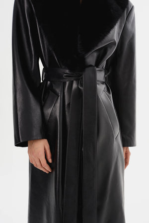 LaMarque Sarita Recycled Leather Maxi Coat | Black