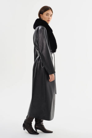 LaMarque Sarita Recycled Leather Maxi Coat | Black