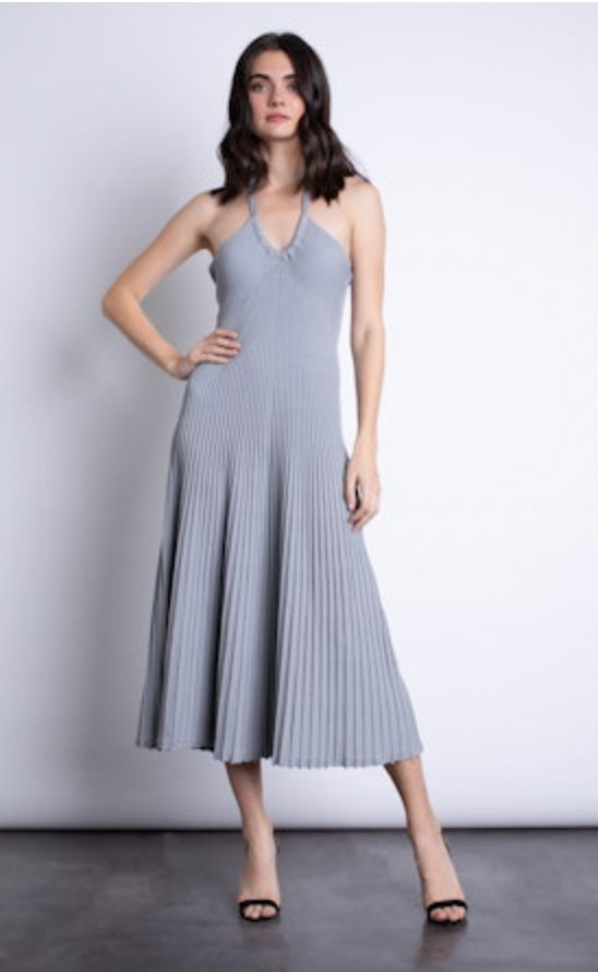 Karina Grimaldi Silvana Midi Knit Dress | Grey