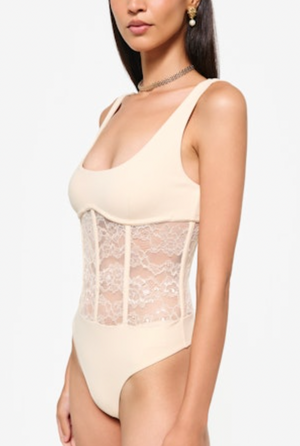 Cami NYC Kimber Lace Corset Bodysuit| Bone