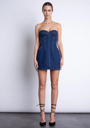 Karina Grimaldi Emilia Denim Mini Dress